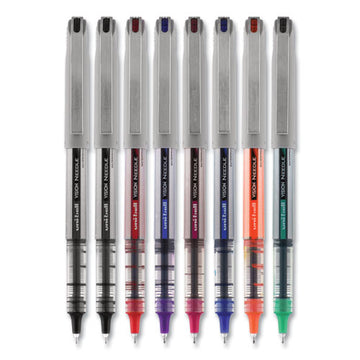 uni-ball® Vision Needle Roller Ball Pen, Stick, Fine 0.7 Mm, Assorted Ink Colors, Silver Barrel, 8-pack freeshipping - TVN Wholesale